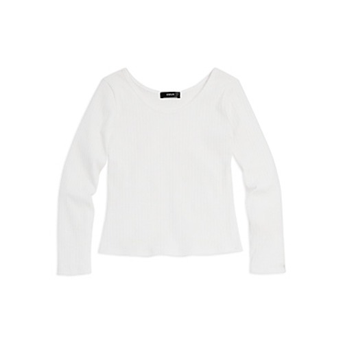 Aqua Girls' White Long Sleeve Scoop Neck Top Size Xs 6/6x